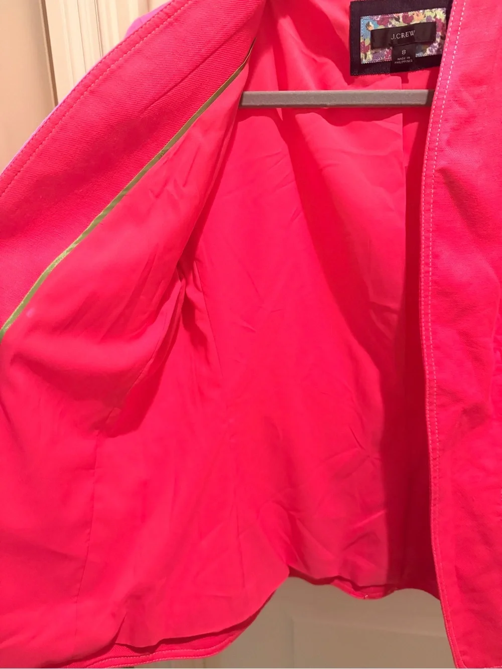 J. Crew Vibrant Hot Pink Open-Front Blazer linen